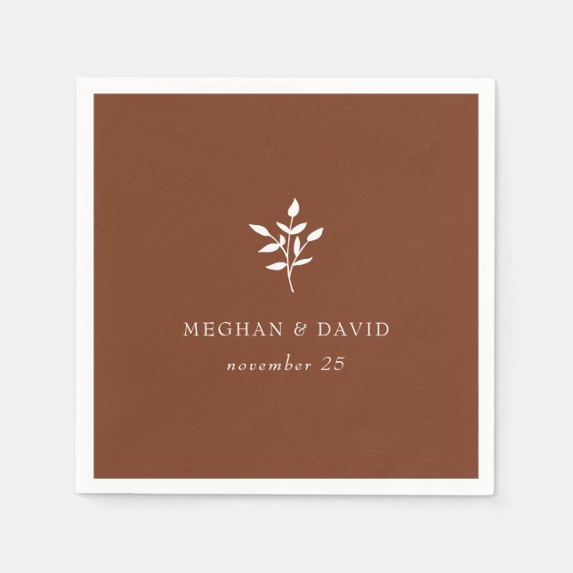 Servilleta De Papel Terracota rústica simple Boda botánico moderno (Anverso)