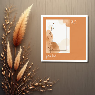 Servilleta De Papel terracota rústico mínimo marco floral y monograma