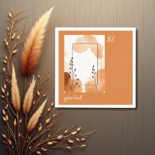 Servilleta De Papel terracota rústico mínimo marco floral y monograma