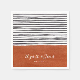 Servilleta De Papel Terracota y franjas blancas negras