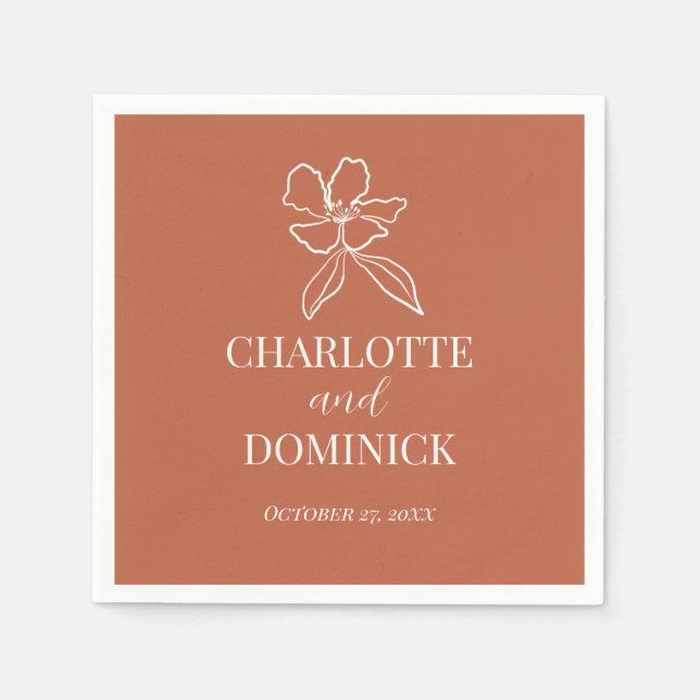 Servilleta De Papel Terracotta Boda mínimo de la floral (Anverso)