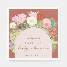 Servilleta De Papel Terracotta Boho Bloom Cactus Baby Shower