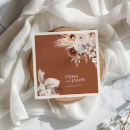 Servilleta De Papel Terracotta Boho Boda Floral Napkins
