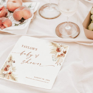 Servilleta De Papel Terracotta Boho Pampas Grass Baby Shower