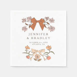 Servilleta De Papel Terracotta Boho Ribbons and Flowers Boda