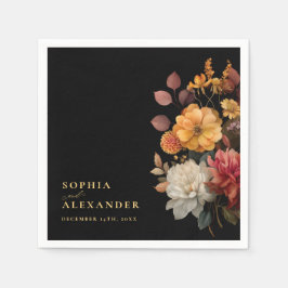 Servilleta De Papel Terracotta Caída Negro Floral Papel Boda Napkin
