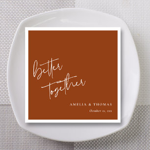 Servilleta De Papel Terracotta Chic: Bodas con Letra Blanca Personaliz