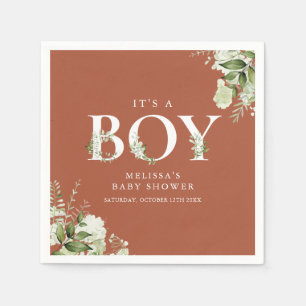 Servilleta De Papel Terracotta Es un Niño Vegetación Carta Baby Shower