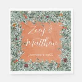 Servilleta De Papel Terracotta Eucalyptus Burgundy Orange Floral