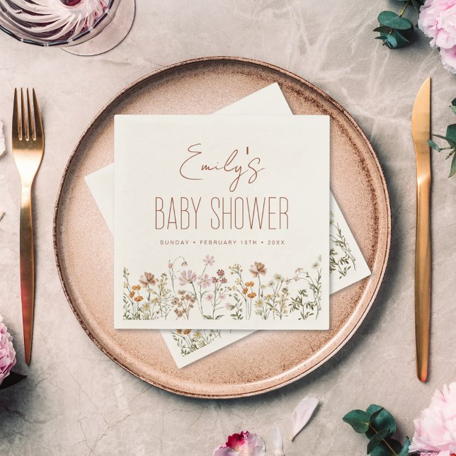 Servilleta De Papel Terracotta Flor Silvestre Boho Baby Shower En Bloo (Subido por el creador)