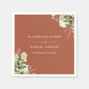 Servilleta De Papel Terracotta Greenery Floral Elegantes Nombres Fecha