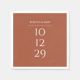 Servilleta De Papel Terracotta Minimalista Fecha especial Boda