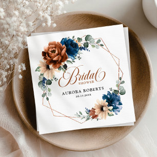Servilleta De Papel Terracotta Navy Blue Greenery Bridal Shower