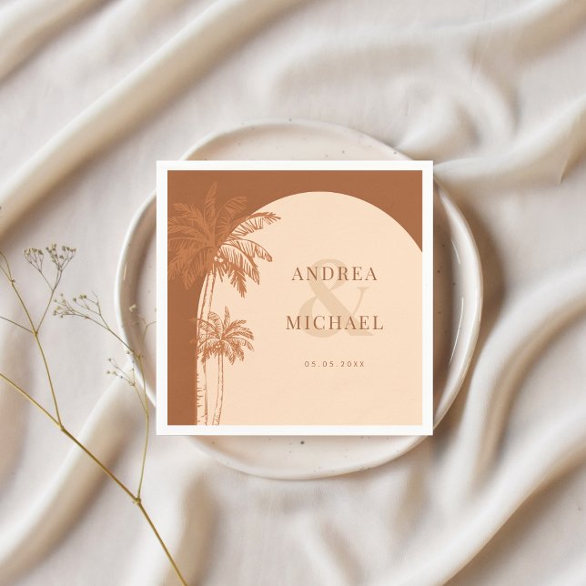 Servilleta De Papel Terracotta Palm Trees & Ampersand Beach Wedding (Subido por el creador)