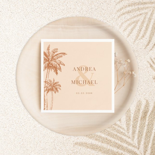 Servilleta De Papel Terracotta Palm Trees & Ampersand Beach Wedding (Subido por el creador)