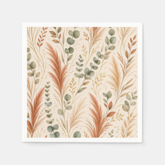 Servilleta De Papel Terracotta Pampas Grass Eucalyptus Neutral Boho