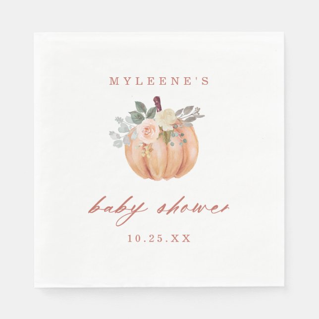 Servilleta De Papel Terracotta Pumpkin Baby Shower (Anverso)