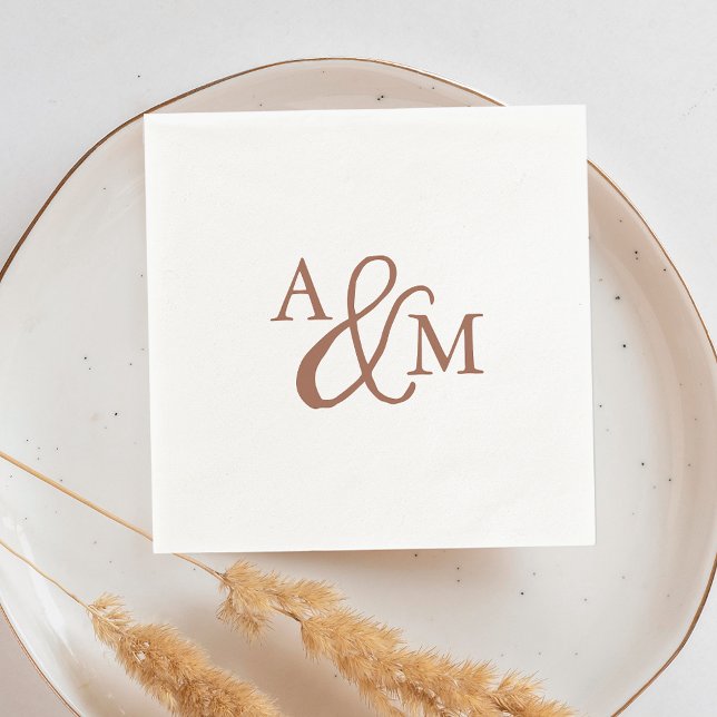 Servilleta De Papel Terracotta Rust Ampersand Monogram Boda (Subido por el creador)