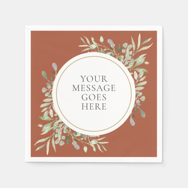 Servilleta De Papel Terracotta Verde Eucalipto Follaje (Anverso)