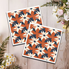 Servilleta De Papel Terracotta White Floral Elegante