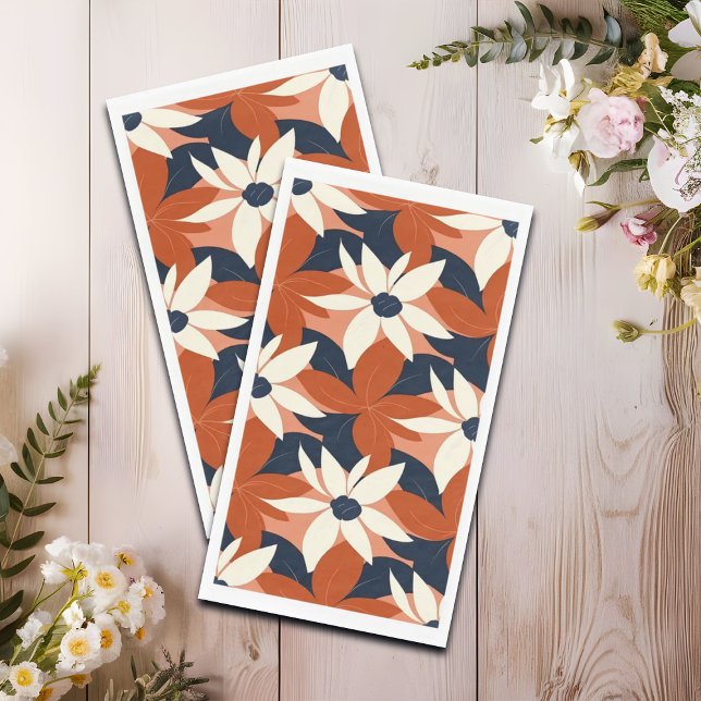 Servilleta De Papel Terracotta White Floral Elegante (Subido por el creador)