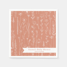 Servilleta De Papel Terracotta Wildflower Baby Shower | Floral Pattern