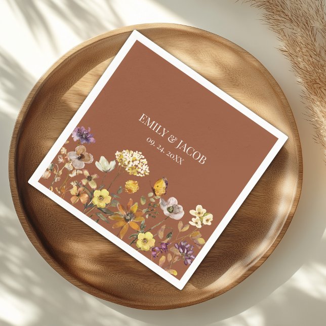 Servilleta De Papel Terracotta Wildflower Boho Boda Napkins (Subido por el creador)