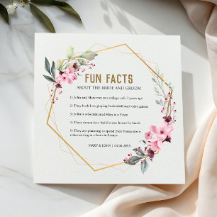 Servilleta De Papel Terrario Moderno Floral Rosa Datos Divertidos Boda