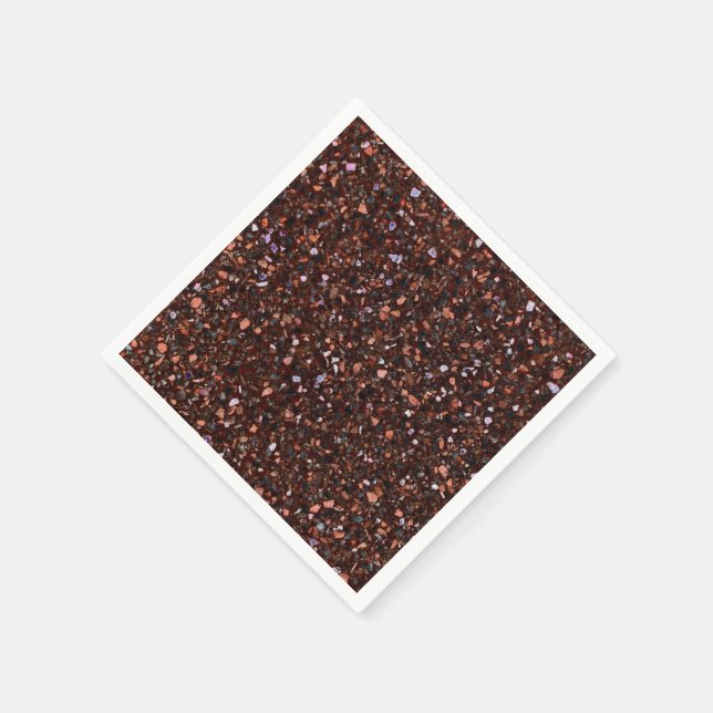 Servilleta De Papel Terrazzo Retro Brown Negro Tan Brown Elegante (Borde)