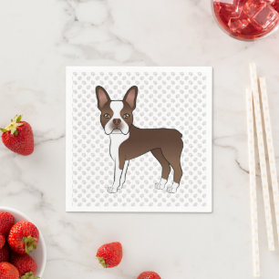 Servilleta De Papel Terrier de Boston marrón Perro de dibujos animados