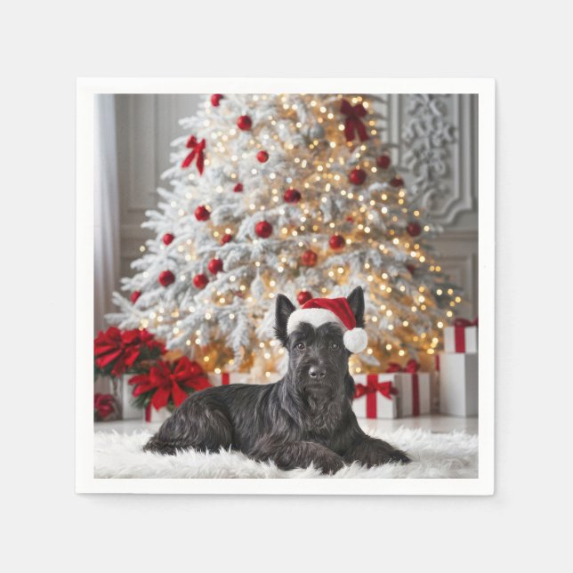 Servilleta De Papel Terrier escocés por árbol de Navidad (Anverso)