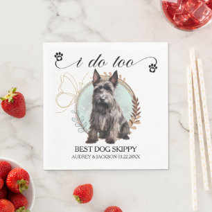 Servilleta De Papel Terrier Escocés También Perro Foto Boda