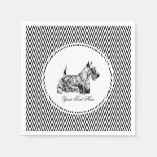 Servilleta De Papel Terrier Escocés y Chevron Personalizado