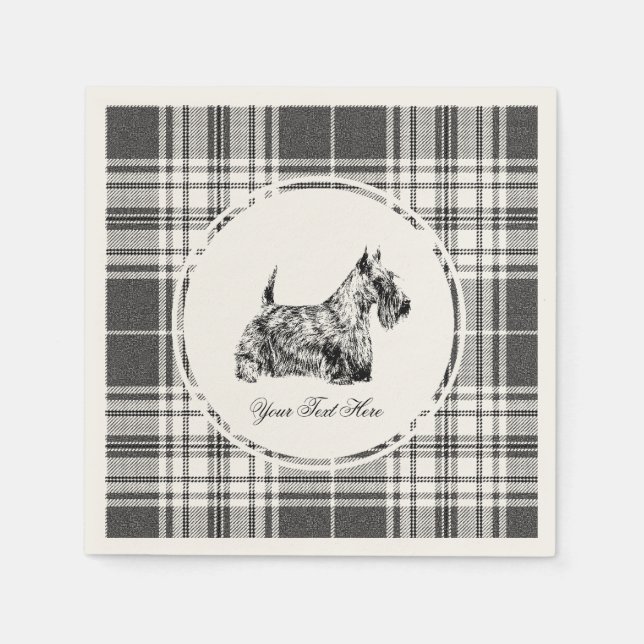 Servilleta De Papel Terrier Escocés y Plaid Personalizado (Anverso)