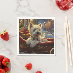 Servilleta De Papel Terrier West Highland Blanco Perro Navidad Festiva