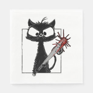 Servilleta De Papel Terror de béisbol de gato negro de Halloween
