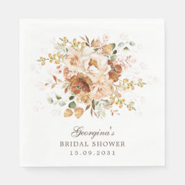 Servilleta De Papel Terroso Boho Terracota Naranja Floral Jardín Quema