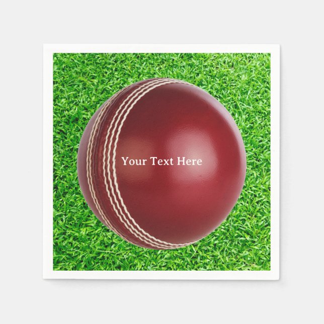 Servilleta De Papel Test Match Red Cricket Ball con texto Personalizad (Anverso)