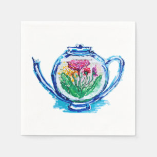 Servilleta De Papel Tetera de flores