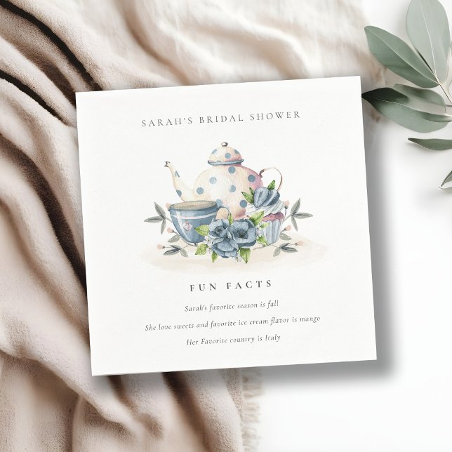 Servilleta De Papel Tetera Floral Azul Datos Divertidos sobre el Té De (Subido por el creador)