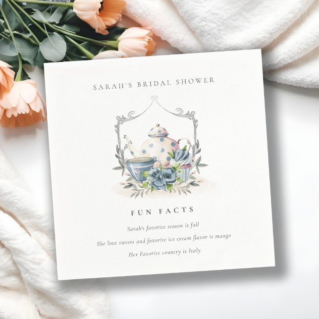 Servilleta De Papel Tetera Floral Azul Datos Divertidos sobre el Té De (Subido por el creador)