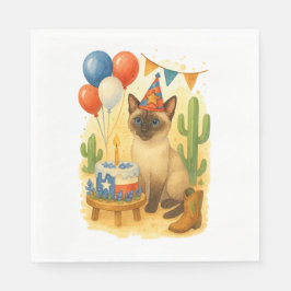 Servilleta De Papel Texas Birthday Themed for Cat Lovers 