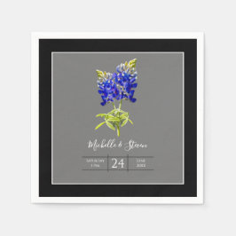 Servilleta De Papel Texas Bluebonnets sobre gris oscuro, boda de prima
