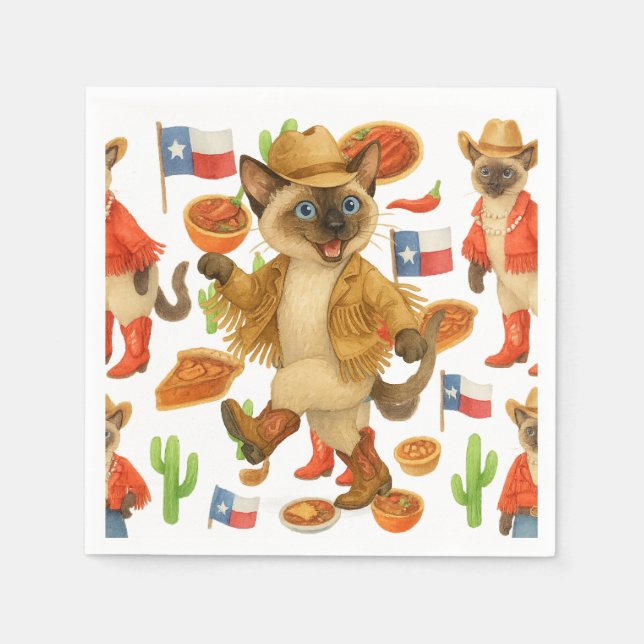 Servilleta De Papel Texas para amantes de gatos (Anverso)