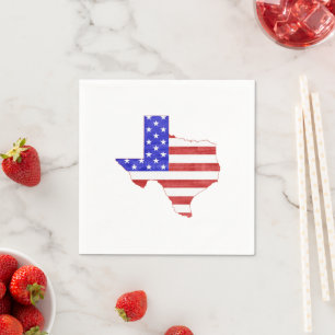 Servilleta De Papel Texas Shaped American Flag Patriotic Texan TX