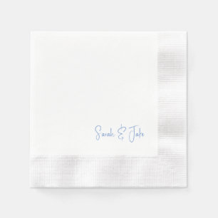 Servilleta De Papel Texto Azul Blanco Moderno Guion Boda Acuñado