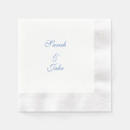 Servilleta De Papel Texto Azul Boda Blanca Acuñado
