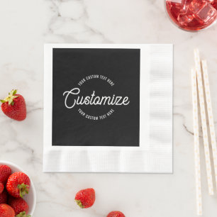 Servilleta De Papel Texto circular moderno y elegante con cursiva edit