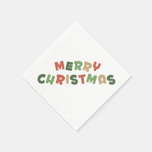 Servilleta De Papel Texto colorido alegre letras navideñas Rectangular