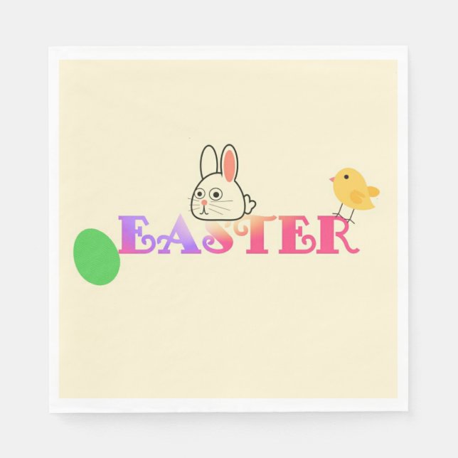Servilleta De Papel Texto, conejito y moda Tema de Pascua (Anverso)